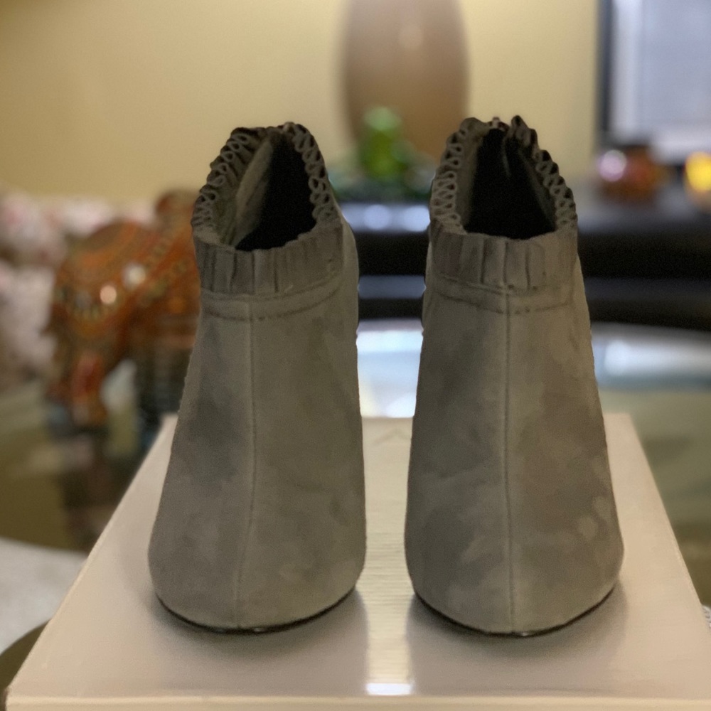 Aldo Gray Suede Victorian Ruffle Booties